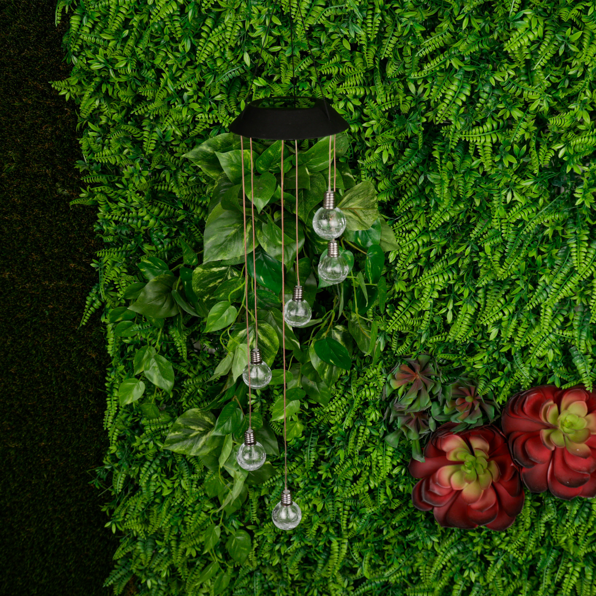 Alpine Corporation RGG644SLR-CC 21/28" Solar Hanging Light – Outdoor Solar LED Hanging Mobile, Decorative Garden Lighting, Durable Lawn & Patio Décor